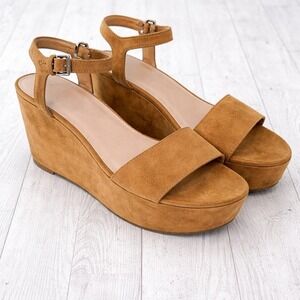 Forever 21‎ Tan Suede Platform Wedge Sandals Size 10